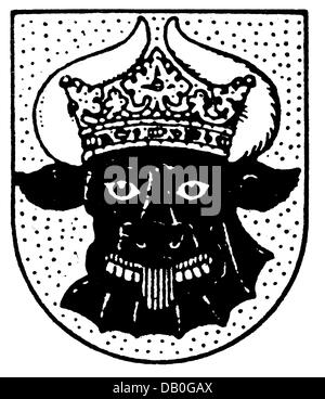 heraldry, coat of arms, Germany, state coat of arms of the Land Mecklenburg, suggestion of the Landtag, 1948, Additional-Rights-Clearences-Not Available Stock Photo