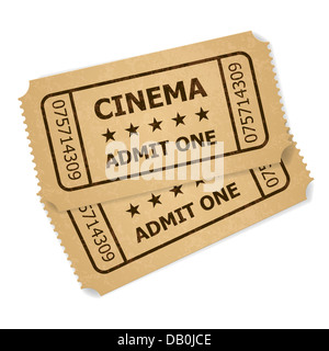 Two retro cinema tickets. Illustration of designer on a white background Stock Photo