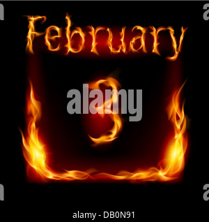 Third February in Calendar of Fire. Icon on black background Stock Photo