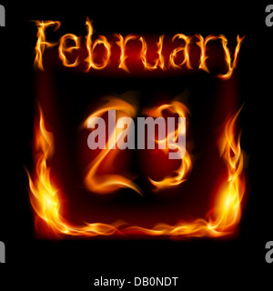 Twenty-third February in Calendar of Fire. Icon on black background Stock Photo