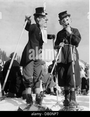 festivities, carnival, carnival on skis, costumed skiers, Firstalm, Schliersee, 1938, Additional-Rights-Clearences-Not Available Stock Photo