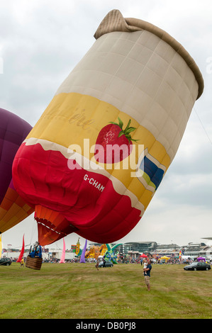 Hot air balloons being inflated. Stock Photo