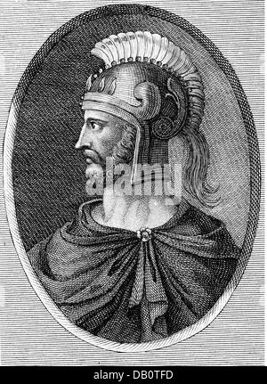 Hannibal, 247 - 183 BC, Carthaginian general, portrait, wood engraving, 19th century, Stock Photo