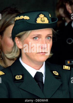 Princess Astrid of Belgium is moved as she watches the swearing-in ceremony of her eldest son Prince Amedeo of Belgium in Brussels, Belgium, 27 September 2007. Prince Amedeo was sworn in to be Belgium's Army reserve officer. Photo: Albert Niboer (NETHERLANDS OUT) Stock Photo