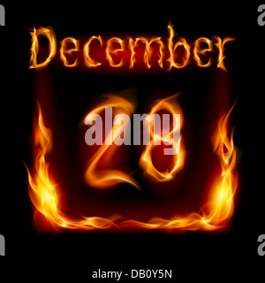 Twenty-eighth December in Calendar of Fire. Icon on black background Stock Photo