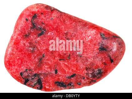 red crazy lace agate mineral pebble isolated on white background Stock Photo