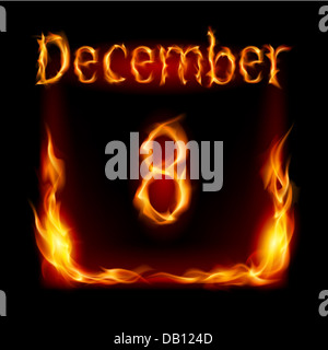 Eighth December in Calendar of Fire. Icon on black background Stock Photo