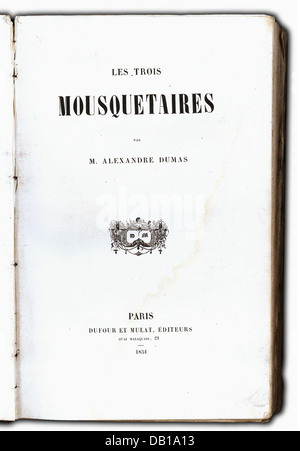 Dumas, Alexandre the Elder, 24.7.1802 - 5.12.1870, French author / writer, 'Les Trois Mousquetaires' (The Three Musketeers), book title, Dufour et Moulat, Paris, 1851, Stock Photo
