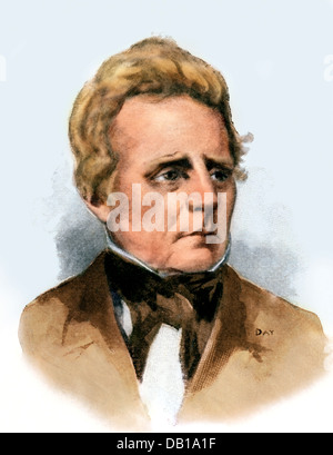 Hans Christian Oersted, who founded the study of electromagnetism. Digitally colored halftone of an illustration Stock Photo