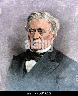 Professor Joseph Henry, first Secretary of the Smithsonian Institution. Hand-colored woodcut Stock Photo