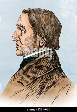 Mathematician Carl Friedrich Gauss. Digitally colored woodcut Stock Photo