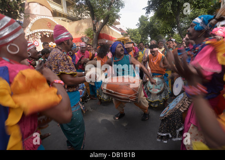 Dance steps ,Folk, dancers, drum beats,gong sounds , colorful,dress. Stock Photo