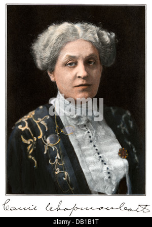 Women's suffrage proponent Carrie Chapman Catt. Hand-colored halftone of a photograph Stock Photo