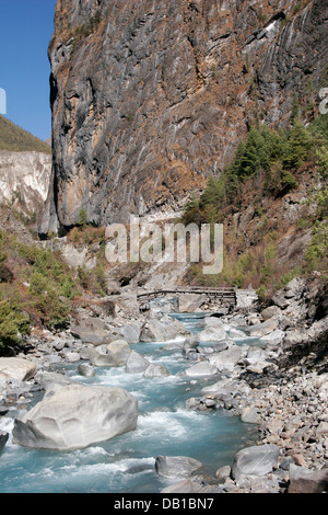 Mountain landscape in Annapurna Conservation Area, Annapurna Circuit, Nepal Stock Photo