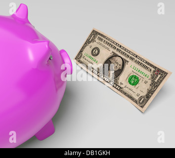 Piggy Dollars Shows Income Saved In America Stock Photo