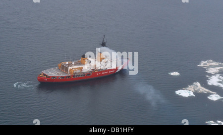 The Coast Guard Cutter Polar Star transits near the beginning of the ice edge in the Chukchi Sea north of Wainwright, Alaska, Tuesday, July 16, 2013. The Polar Star's 2012 overhaul has doubled the Coast Guard's number of operational icebreakers. Stock Photo