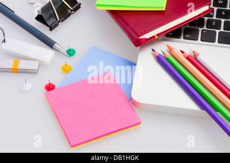Laptop with office suply Stock Photo