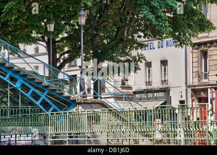 Hotel du Nord near the Canal St Martin - Quai de Jemmapes, Paris, France Stock Photo