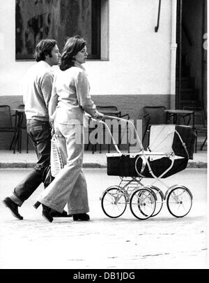 people, child / children, prams / barrows, parents with pram, 1973, Additional-Rights-Clearences-Not Available Stock Photo