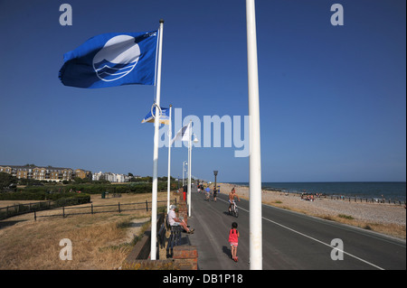 Littlehampton UK  - A Blue Flag clean beach award for Littlehampton one of 55 beaches awarded by the EU in Britain Stock Photo