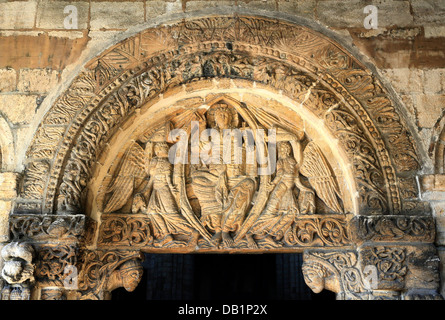Ely Cathedral, Norman Tympanum, Prior's Door, Cambridgeshire England UK interior interiors art sculpture stone carving Stock Photo