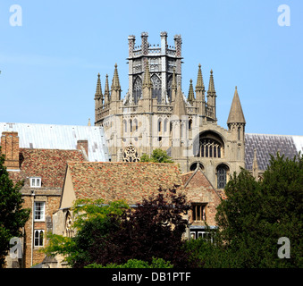 Ely Cathedral, Octagon and Lantern towers, Cambridgeshire England UK English medieval cathedrals tower precinct Stock Photo