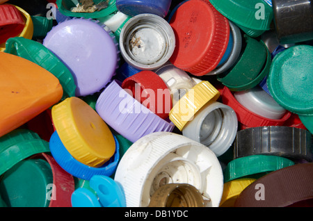 Plastic bottle tops. Stock Photo