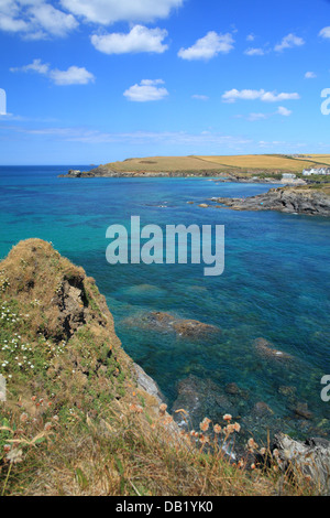 View from Newtrain Bay towards Trevone Bay on a hot summer afternoon ...