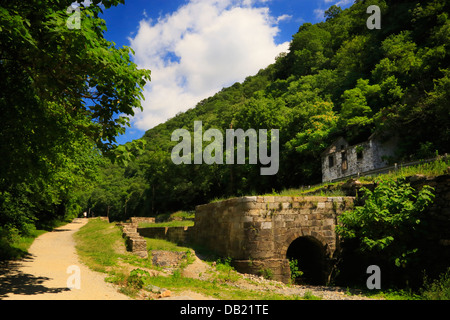 C and O Canal National Historic Park, Near Harpers Ferry, West Virginia, at Sandy Hook, Maryland, USA Stock Photo