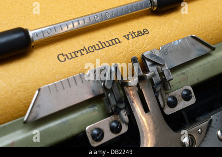 Curriculum vitae text on typing machine Stock Photo