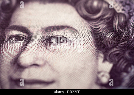 Close-up of a £20 note showing Queen Elizabeth II Stock Photo