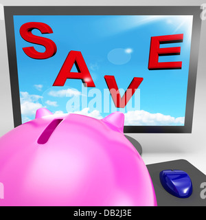 Save On Monitor Shows Big Promotions Stock Photo
