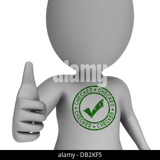 Checked Stamp With Tick On Man Shows Quality Stock Photo