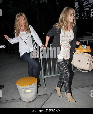 Aly & AJ sisters, Amanda Michalka and Alyson Michalka attend the Los Angeles Lakers game at the Staples Center in Los Angeles  Los Angeles, California - 05.04.11 Stock Photo