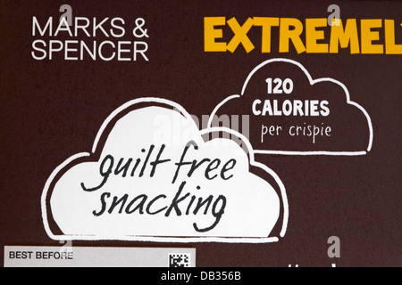 Marks & Spencer guilt free snacking - part of packet of Extremely chocolatey honeycomb crispies Stock Photo