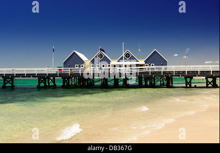 The buildings on Busselton Pier, Busselton, Western Australia Stock Photo