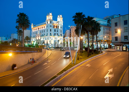 Plaza de la Constitucion Roundabout and Casa Trujillo in background .Ceuta . Spain. Stock Photo