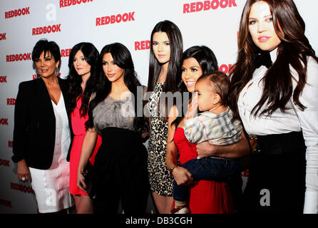 Kris Jenner, Kylie Jenner, Kim Kardashian, Kendall Jenner, Kourtney Kardashian, Mason Disick and Khloe Kardashian Odom Redbook Magazine celebrates its first-ever family issue featuring the Kardashians on the May 2011 cover at the Sunset Tower Hotel West H Stock Photo