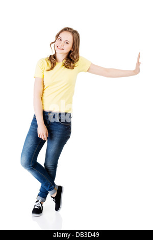 Casual standind young woman portrait.  Stock Photo