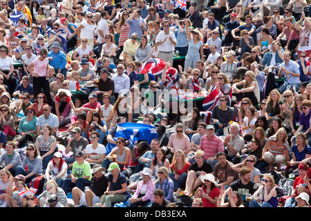 The crowd watching a match at The Championships Wimbledon 2012 The All England Lawn Tennis & Croquet Club Stock Photo