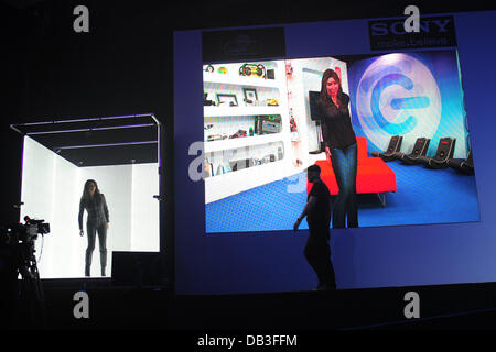 Jason Bradbury and Suzi Perry presenting The Gadget Show Live, Birmingham.  80,000 sell-out three day show and exhibition held in the NEC Birmingham featuring the stars of the TV show 'The Gadget Show'. Birmingham, England - 13.04.11 Stock Photo