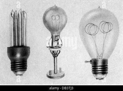 energy, electricity, lamps, carbon filament lamps, Germany, 19th century, 19th century, electric light, light bulb, bulb, light bulbs, carbon filament lamp, historic, historical, NOT, Additional-Rights-Clearences-Not Available Stock Photo