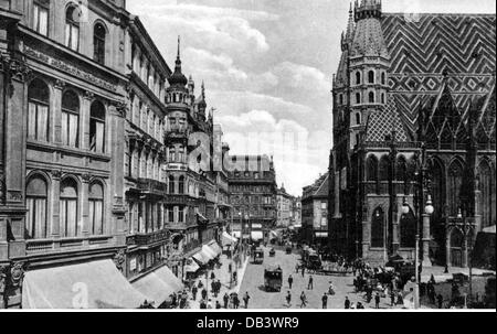 geography / travel, Austria, Vienna, squares, Stephansplatz, view, circa 1910, Additional-Rights-Clearences-Not Available Stock Photo
