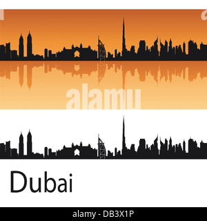 Dubai skyline in orange background Stock Photo