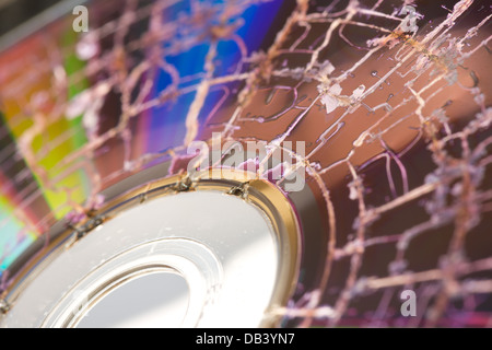 lost data security error on cracked broken master backup CD DVD disc irretrievable information failure information technology IT Stock Photo