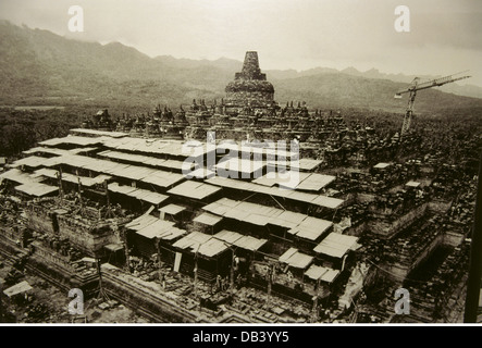 geography / travel, Indonesia, restoration of the temple complex of Borobudur, circa 1975, Additional-Rights-Clearences-Not Available Stock Photo