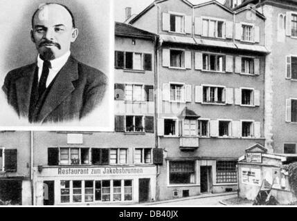 Lenin (Vladimir Ilyich Ulyanov), 22.4.1870 - 21.1.1924, Russian politician, house in Zurich, where he lived from 21.2.1916 - 2.4.1917 before his return to Russia, Stock Photo