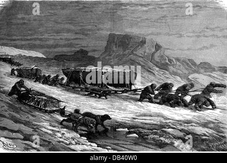 transport / transportation, sledges, sledge transport on the polar ...