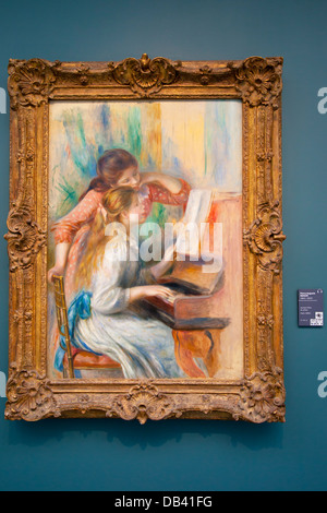 Jeunes Filles au Piano (Young Girls at the Piano), Oil painting by Renoir on display at Musee de l'Orangerie, Paris France Stock Photo