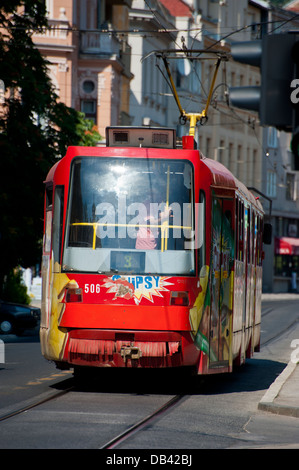 Tram along Obala Kulina Bana street . Sarajevo.Bosnia- Herzegovina. Balkans. Europe. Stock Photo